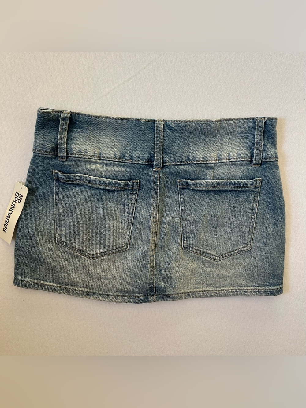NWT No Boundaries Denim Mini Skort Size 10 Blue Indie Sleaze Low Rise Y2K - Picture 6 of 9